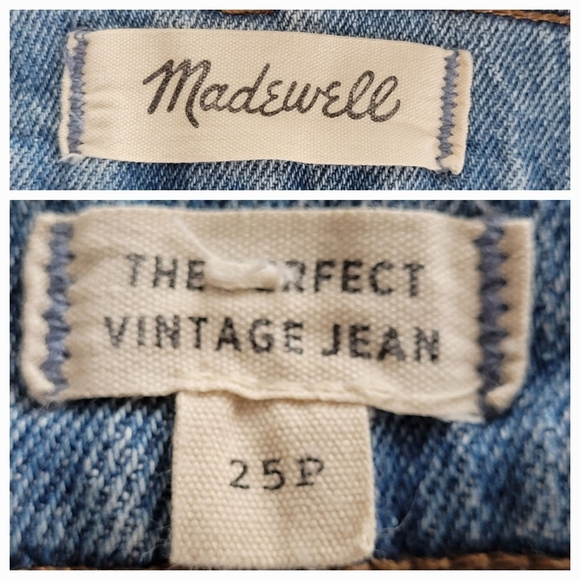 MADEWELL THE PERFECT VINTAGE JEANS HIGH RISE COMFORT STRETCH RAW HEM 25 PETITE - Picture 9 of 13